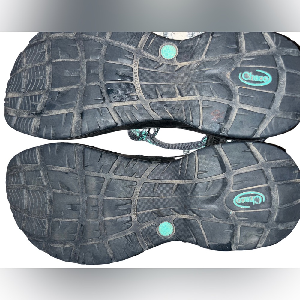 Chaco Green Black Gorp Outdoor Activewear Adjustable Strap Sandals Toe Loop - Picture 8 of 8